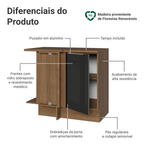 Balcão de Canto 1 Porta Rustic/Preto Lux Madesa