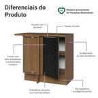 Balcão de Canto 1 Porta Rustic/Preto Lux Madesa