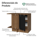Balcão de Canto 1 Porta Rustic/Preto Vik Madesa