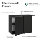 Balcão de Canto 1 Porta Suspenso Preto Nice Madesa