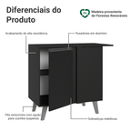 Balcão de Canto 1 Porta Com Pés Preto Nice Madesa