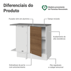 Balcão de Canto Madesa Stella 1 Porta Branco/Rustic