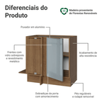 Balcão de Canto 1 Porta (Sem Tampo) Rustic/Cinza Lux Madesa