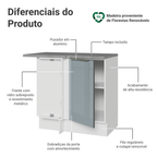Balcão de Canto 1 Porta Branco/Cinza Lux Madesa
