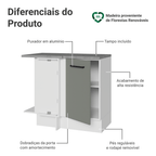 Balcão de Canto Madesa Agata 1 Porta Branco/Cinza