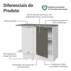 Balcão de Canto 1 Porta Branco/Cinza Vik Madesa
