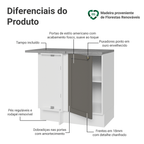 Balcão de Canto 1 Porta Branco/Cinza Vik Madesa