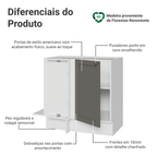 Balcão de Canto 1 Porta (Sem Tampo) Branco/Cinza Vik Madesa