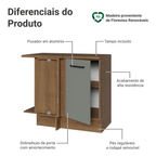 Balcão de Canto Madesa Agata 1 Porta Rustic/Cinza