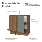 Balcão de Canto 1 Porta (Sem Tampo) Rustic/Cinza Agata Madesa
