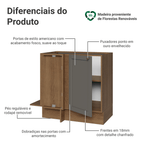Balcão de Canto 1 Porta (Sem Tampo) Rustic/Cinza Vik Madesa