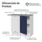 Balcão de Canto 1 Porta Branco/Azul Vik Madesa