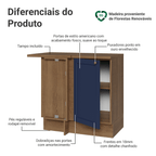 Balcão de Canto 1 Porta Rustic/Azul Vik Madesa