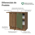 Balcão de Canto 1 Porta Rustic/Verde Vik Madesa