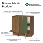 Balcão de Canto 1 Porta (Sem Tampo) Rustic/Verde Vik Madesa