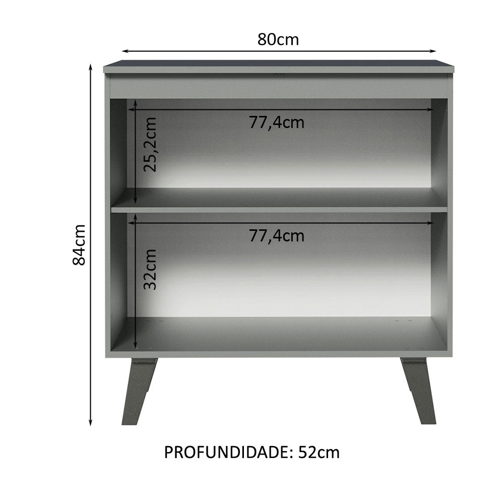 Balcão 80 cm 2 Portas Com Pés Cinza Nice Madesa