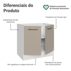 Balcão de Cozinha 80 cm 2 Portas (Sem Tampo) Branco/Crema Agata Madesa
