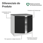 Balcão Madesa Agata 80 cm 2 Portas Branco/Preto