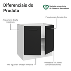 Balcão de Cozinha 80 cm 2 Portas (Sem Tampo) Branco/Preto Agata Madesa