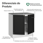 Balcão de Cozinha 80 cm 2 Portas Branco/Preto Vik Madesa