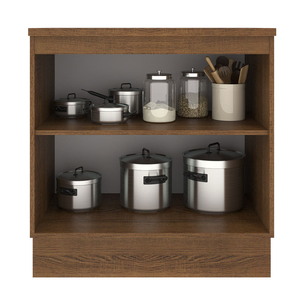 Balcão Madesa Agata 80 cm 2 Portas Rustic/Preto