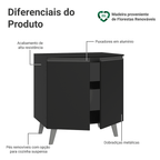 Balcão de Cozinha 80 cm 2 Portas Com Pés Preto Nice Madesa