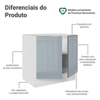 Balcão de Cozinha 80 cm 2 Portas (Sem Tampo) Branco/Cinza Lux Madesa