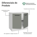 Balcão de Cozinha 80 cm 2 Portas (Sem Tampo) Branco/Cinza Agata Madesa