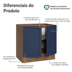 Balcão de Cozinha 80 cm 2 Portas (Sem Tampo) Rustic/Azul Vik Madesa