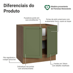 Balcão de Cozinha 80 cm 2 Portas (Sem Tampo) Rustic/Verde Vik Madesa