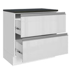 Balcão Madesa Acordes 100% MDF 80 cm 2 Gavetas Frentes Branco Brilho