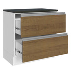 Balcão Madesa Acordes 100% MDF 80 cm 2 Gavetas Branco/Rustic