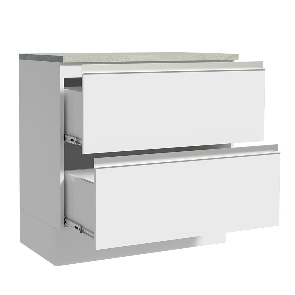 Balcão 80 cm 2 Gavetas Branco Glamy Madesa