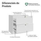 Balcão de Cozinha 80 cm 2 Gavetas (Sem Tampo) Branco Vik Madesa