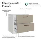 Balcão de Cozinha 80 cm 2 Gavetas (Sem Tampo) Branco/Crema Agata Madesa
