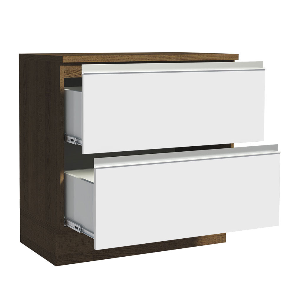 Balcão 80 cm 2 Gavetas Rustic/Branco Glamy Madesa