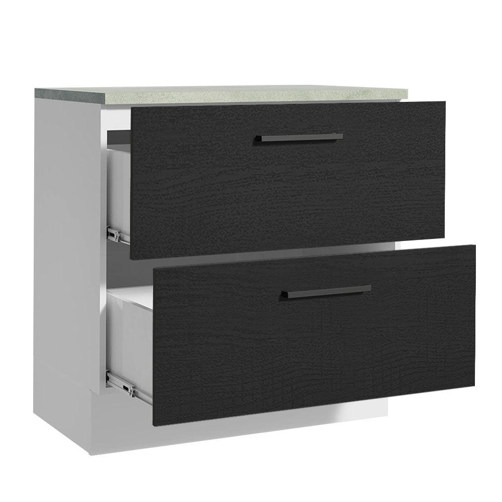 Balcão 80 cm 2 Gavetas Branco/Preto Agata Madesa