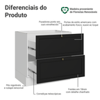 Balcão de Cozinha 80 cm 2 Gavetas (Sem Tampo) Branco/Preto Vik Madesa