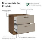 Balcão de Cozinha 80 cm 2 Gavetas (Sem Tampo) Rustic/Crema Agata Madesa