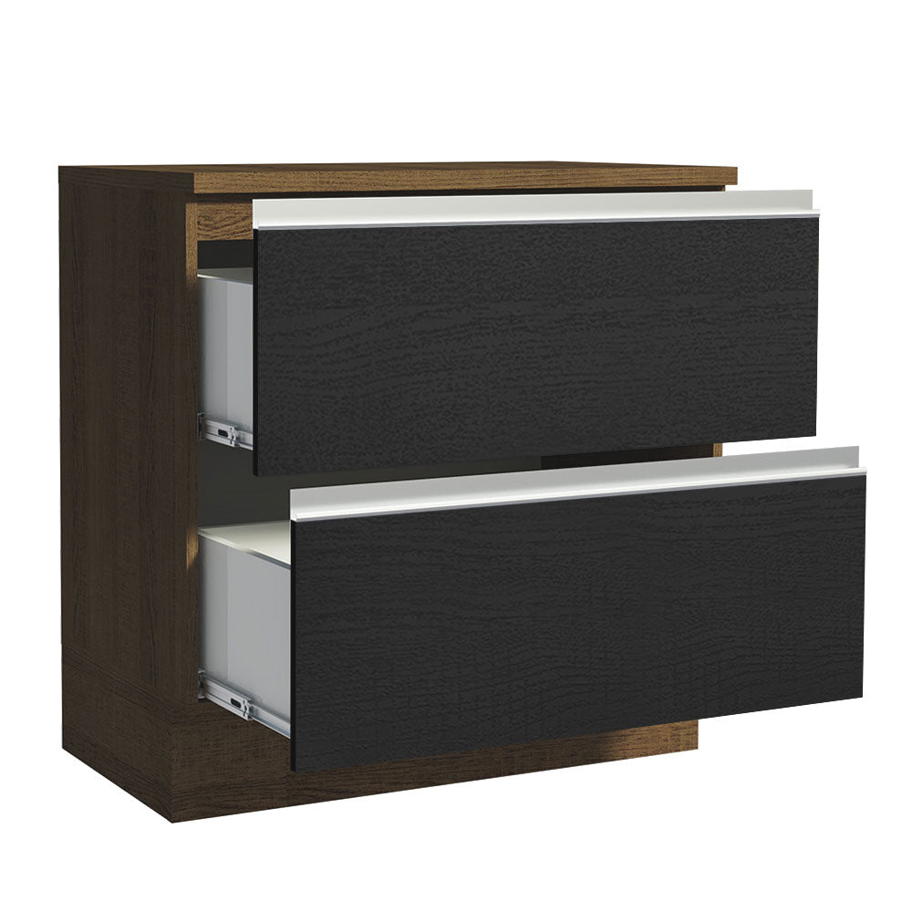Balcão 80 cm 2 Gavetas Rustic/Preto Glamy Madesa