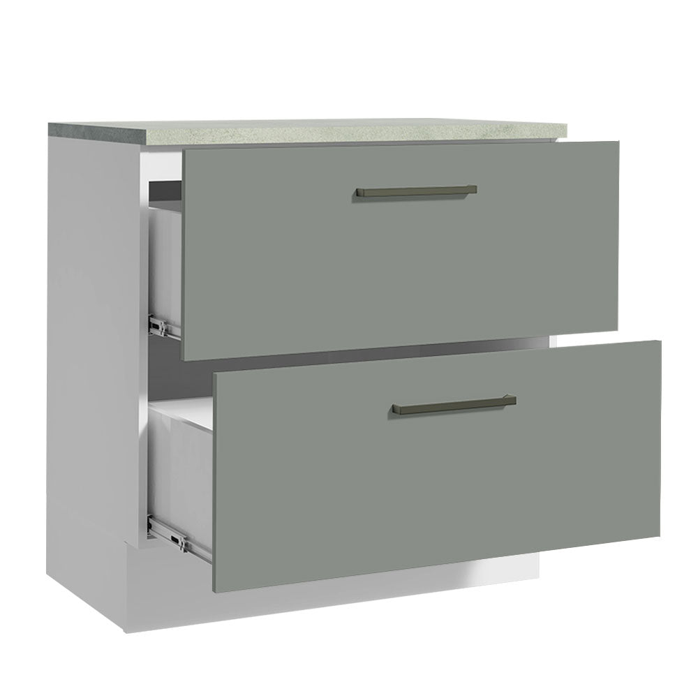Balcão 80 cm 2 Gavetas Branco/Cinza Agata Madesa