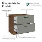 Balcão de Cozinha 80 cm 2 Gavetas (Sem Tampo) Rustic/Cinza Agata Madesa
