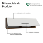 Armário Aéreo 100 cm 1 Porta Basculante Rustic/Branco Agata Madesa