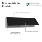 Armário Aéreo 100 cm 1 Porta Basculante Branco/Preto Agata Madesa