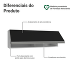 Armário Aéreo 100 cm 1 Porta Basculante Branco/Preto Glamy Madesa