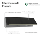 Armário Aéreo 100 cm 1 Porta Basculante Branco/Preto Lux Madesa