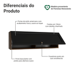 Armário Aéreo 100 cm 1 Porta Basculante Rustic/Preto Vik Madesa