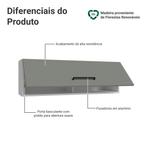 Armário Aéreo 100 cm 1 Porta Basculante Branco/Cinza Agata Madesa