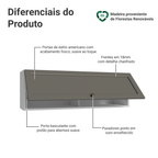 Armário Aéreo 100 cm 1 Porta Basculante Branco/Cinza Vik Madesa