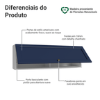 Armário Aéreo 100 cm 1 Porta Basculante Branco/Azul Vik Madesa
